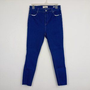 PACSUN Women's Ankle Jegging Jeans Size 30 High Rise Raw Hem Royal Blue Denim